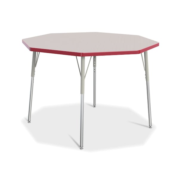 Jonti-Craft Berries Octagon Activity Table, 48 in. x 48 in., A-height, Freckled Gray/Red/Gray 6428JCA008 - main